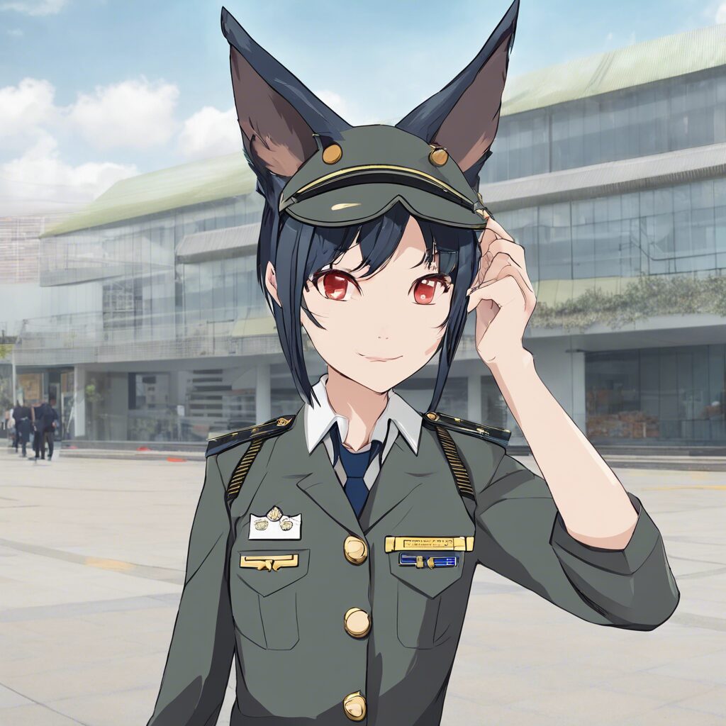 Sexy woman in uniform with cat ears sexy girl